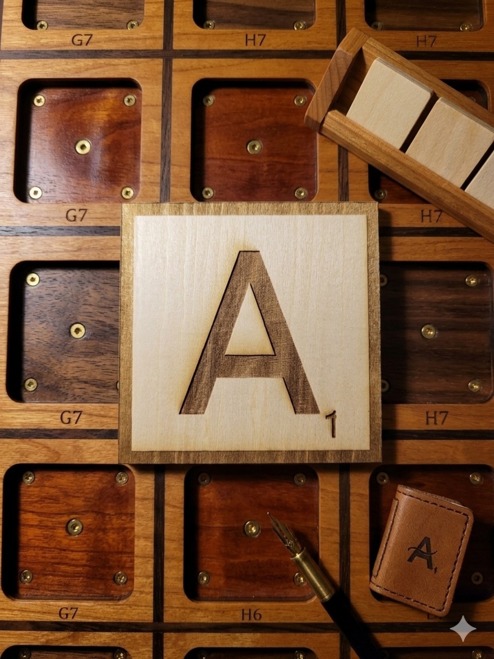 Wooden Letter 'A' Tile Decorative Wall Art